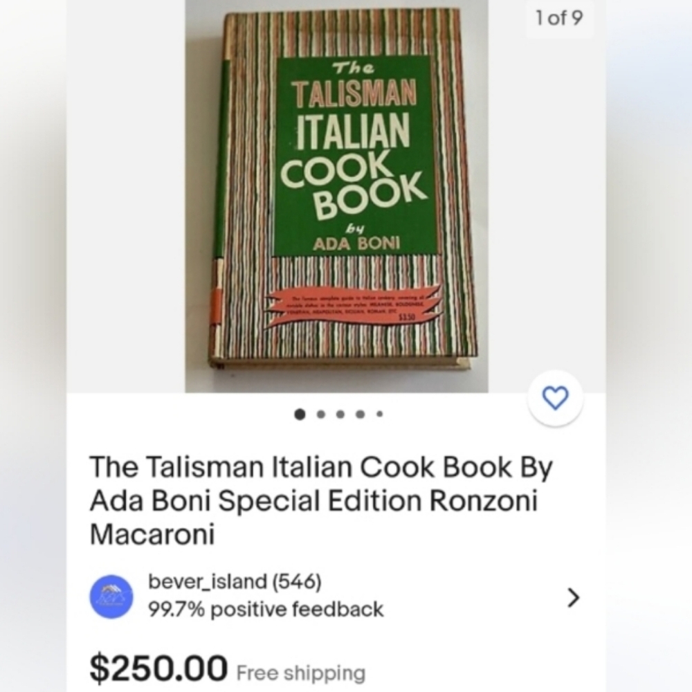 Vintage Ronzoni Family cookbook- "the Talisman Italian cook book,NEW COND.,1950 - Picture 16 of 16